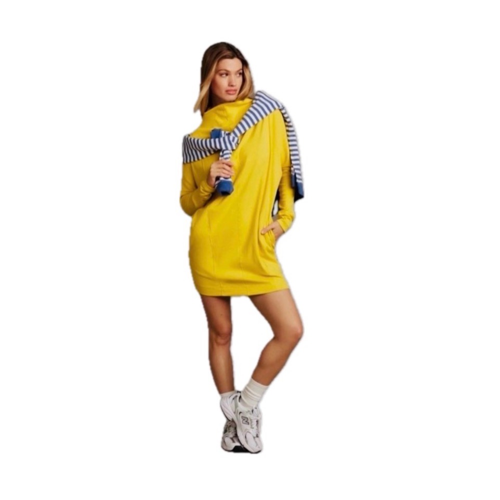 NWOT Daily Practice Anthropologie Vibrant Yellow Long Sleeve Dress